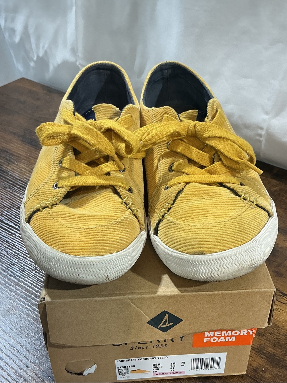Sperry Yellow Corduroy Lace-Up Sneakers